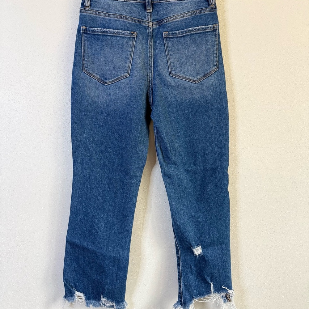Zenana Distressed Straight Leg Jeans High Rise Raw Hem Size 26 - Picture 4 of 12